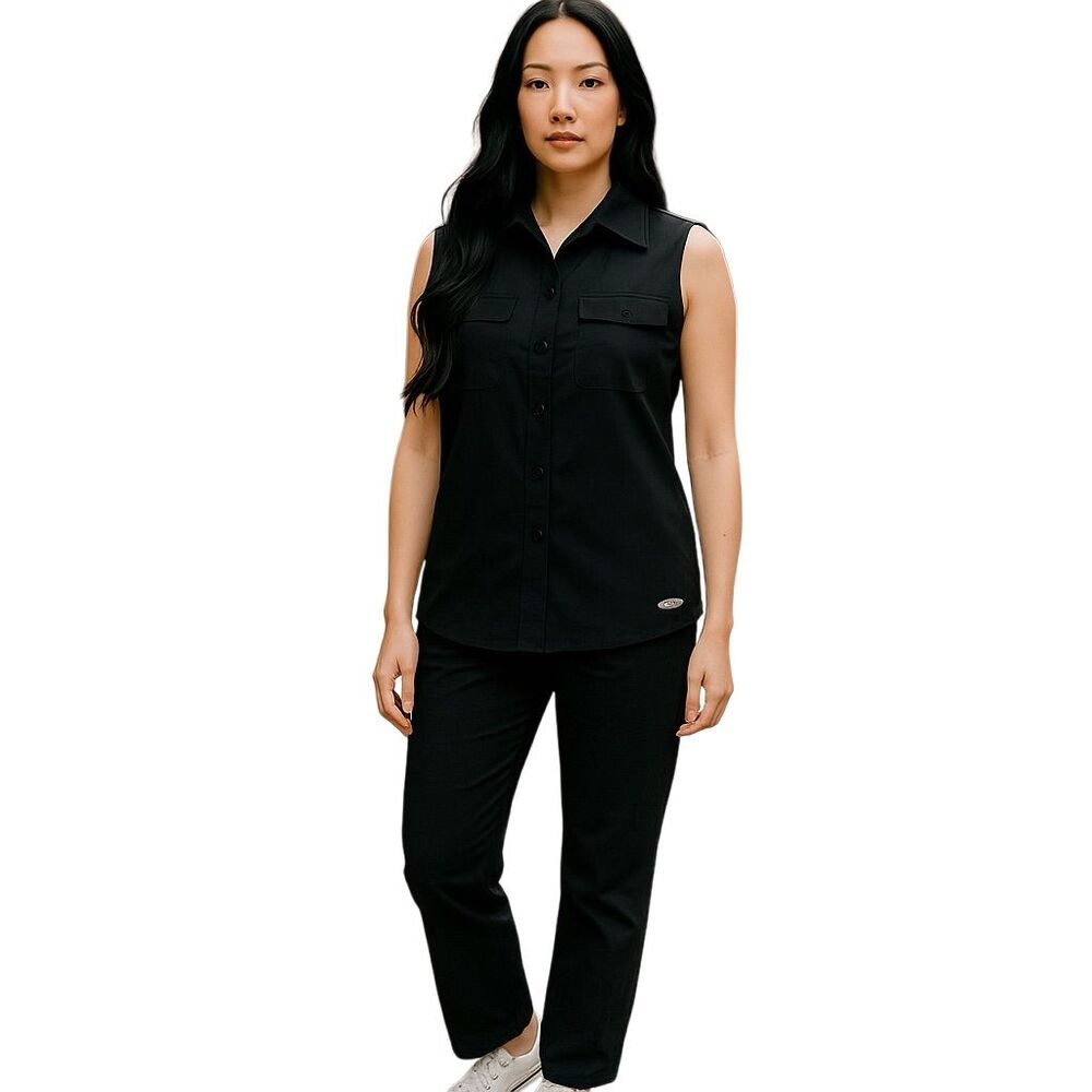 Reel Legends Women's Sleeveless Button-Down Shirt Black Size S